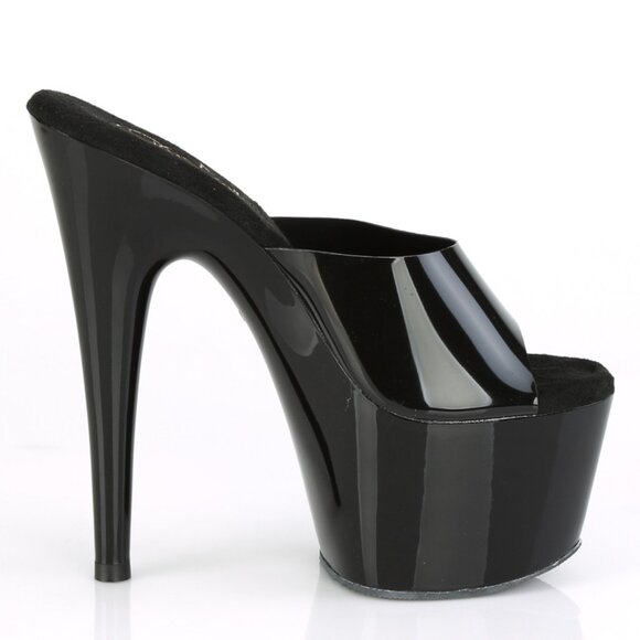 Sleek Black Platform Mules | Striking High Heel Slides for Bold Style - Picture 1 of 5